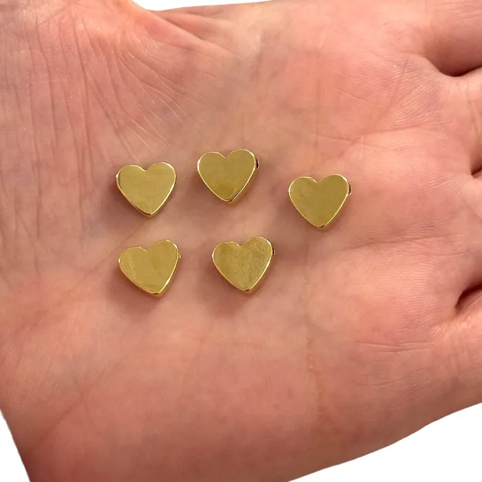 Peppy Beads 24Kt Gold Plated Heart Spacer Charms Horizontal Hole Heart Spacers5 Pcs in a pack Necklaces Peppy Beads 24Kt Gold Plated Heart Spacer Charms Horizontal Hole Heart Spacers5 Pcs in a pack Necklaces