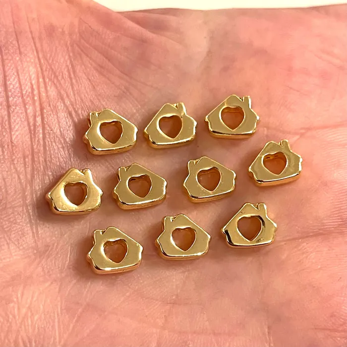 Peppy Beads 24Kt Gold Plated Love Home Spacer Charms 10 Pcs in a Pack Earrings Peppy Beads 24Kt Gold Plated Love Home Spacer Charms 10 Pcs in a Pack Earrings