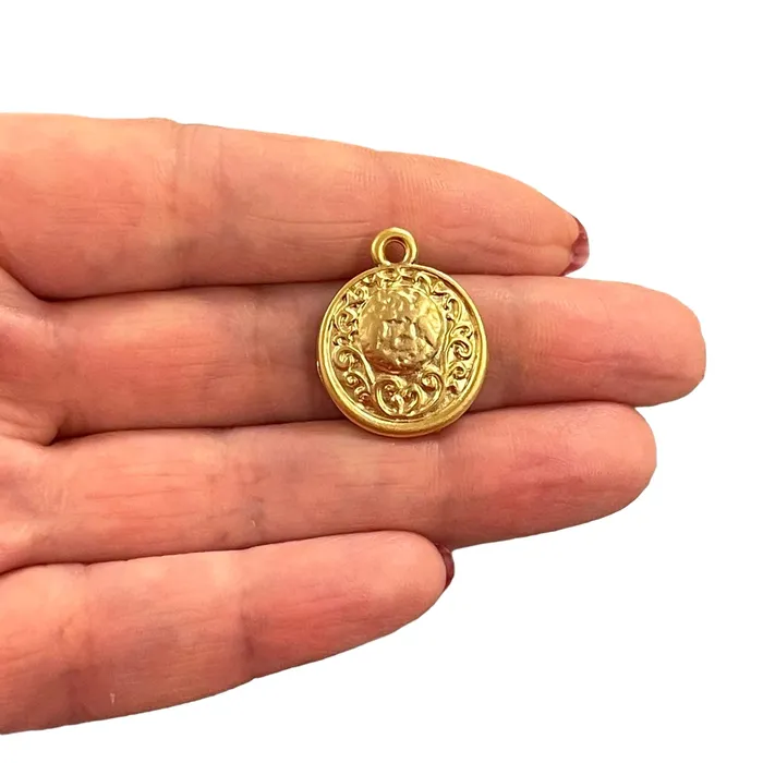 Peppy Beads Charm Necklaces 24Kt Matte Gold Plated Full Moon Charm