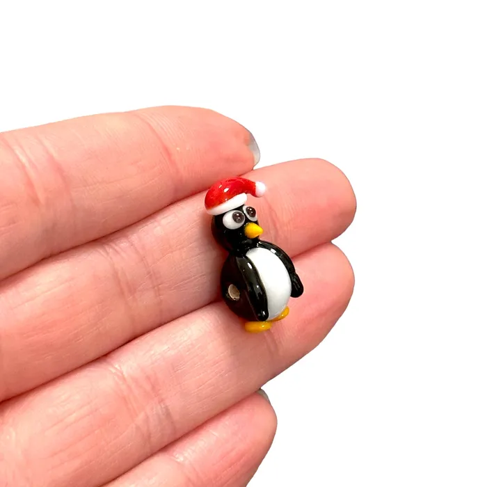 Peppy Beads Charm Necklaces Xmas Penguin Hand Made Murano Glass Charm Horizontal Hole Xmas Penguin Charm Peppy Beads Charm Necklaces Xmas Penguin Hand Made Murano Glass Charm Horizontal Hole Xmas Penguin Charm