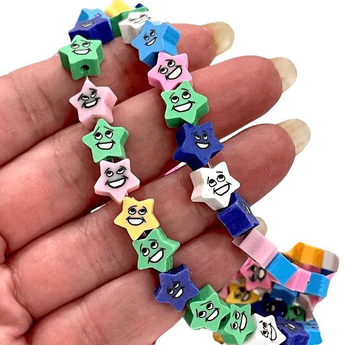 Peppy Beads Earrings 10mm Polymer Clay Star Charms10 Beads in a Pack