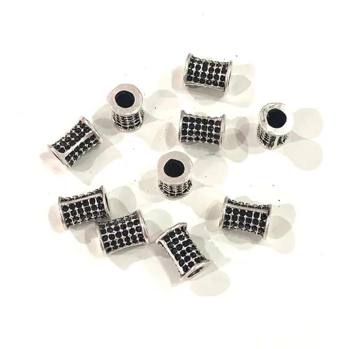 Peppy Beads Earrings 10mm Silver Spacer Tubes Silver Plated Brass Spacer Tubes 10mm 5 Pcs in a pack