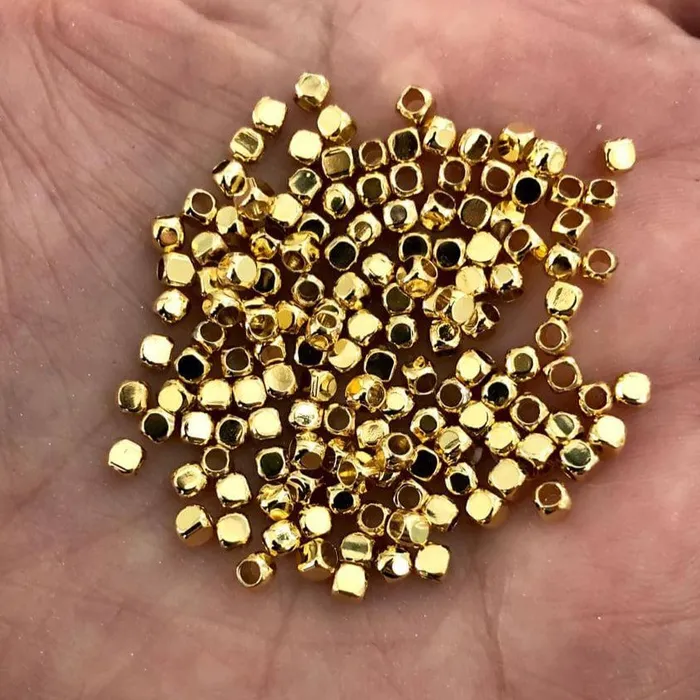 Peppy Beads Earrings 25mm 24Kt Gold Plated Spacer Cubes250 Pieces in a pack