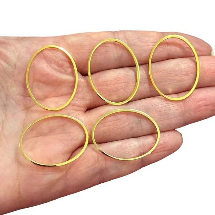 Peppy Beads Earrings 24Kt Gold Plated 30x23mm Oval Charms Gold Oval Connector Charms 5 pcs in a pack Peppy Beads Earrings 24Kt Gold Plated 30x23mm Oval Charms Gold Oval Connector Charms 5 pcs in a pack