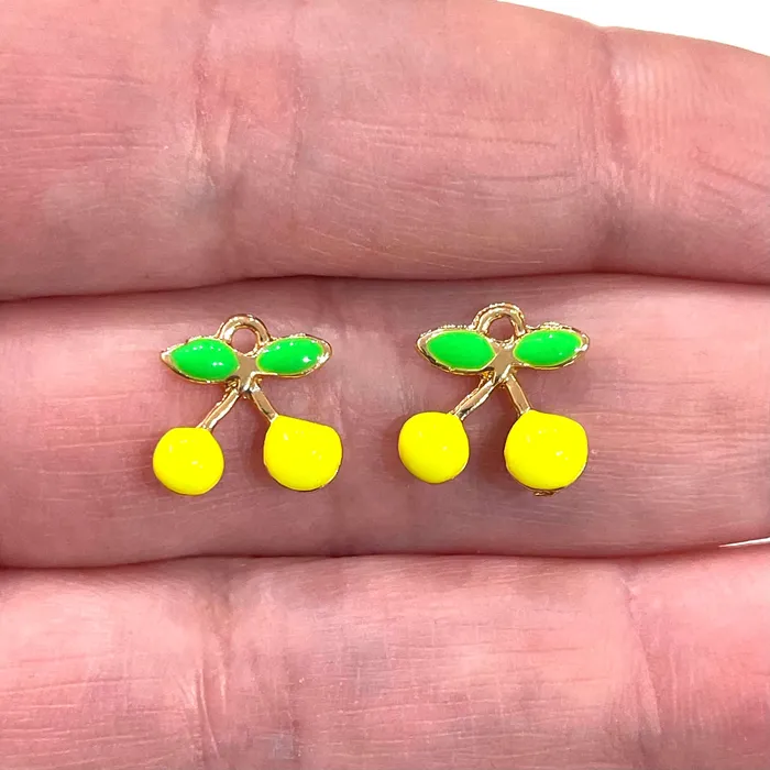 Peppy Beads Earrings 24Kt Gold Plated Cherry Charms 2 pcs in a pack