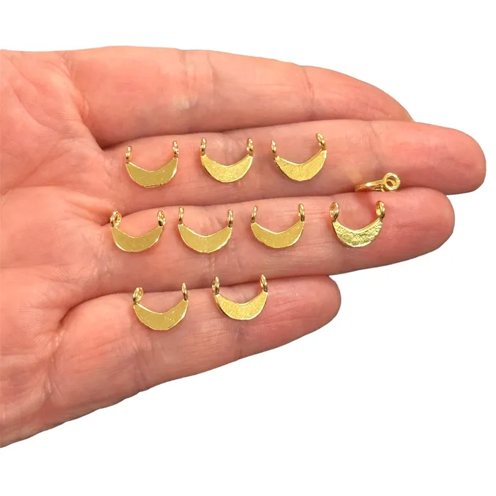 Peppy Beads Earrings 24Kt Gold Plated Crescent Double Hole Spacer Charms 5 pcs in a pack Peppy Beads Earrings 24Kt Gold Plated Crescent Double Hole Spacer Charms 5 pcs in a pack