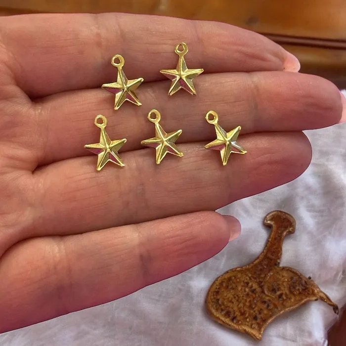 Peppy Beads Earrings 24Kt Gold Plated Hollow Star Charms 5 pcs in a pack