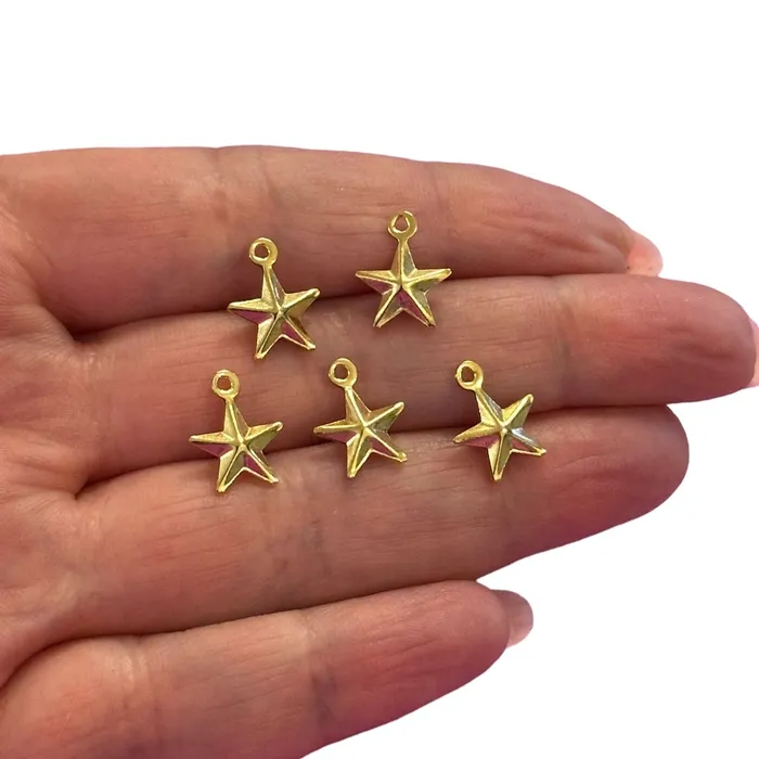 Peppy Beads Earrings 24Kt Gold Plated Hollow Star Charms 5 pcs in a pack