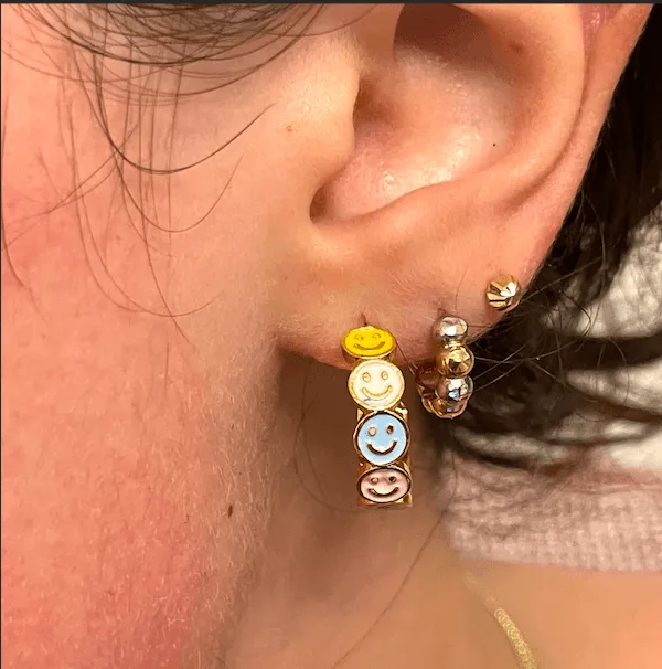 Peppy Beads Earrings 24Kt Gold Plated Neon Orange Enamelled Smiley Face Earrings Peppy Beads Earrings 24Kt Gold Plated Neon Orange Enamelled Smiley Face Earrings