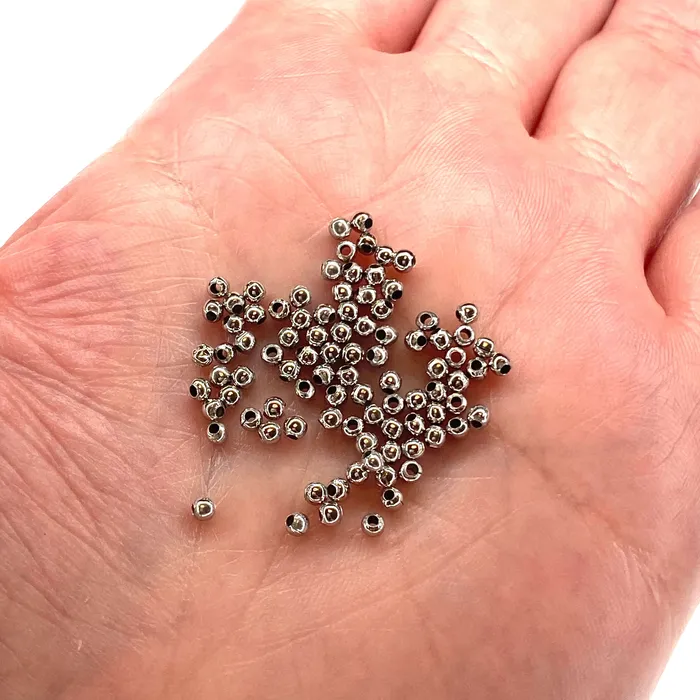 Peppy Beads Earrings 2mm Rhodium Plated Spacer Balls 2mm Rhodium Spacer Balls 1000 pcs in a pack Peppy Beads Earrings 2mm Rhodium Plated Spacer Balls 2mm Rhodium Spacer Balls 1000 pcs in a pack