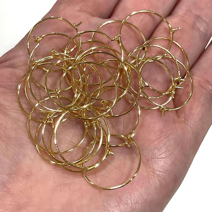 Peppy Beads Earrings 6 Pcs 24Kt Gold Plated Earring Hoops 20mm Gold Plated Earring
