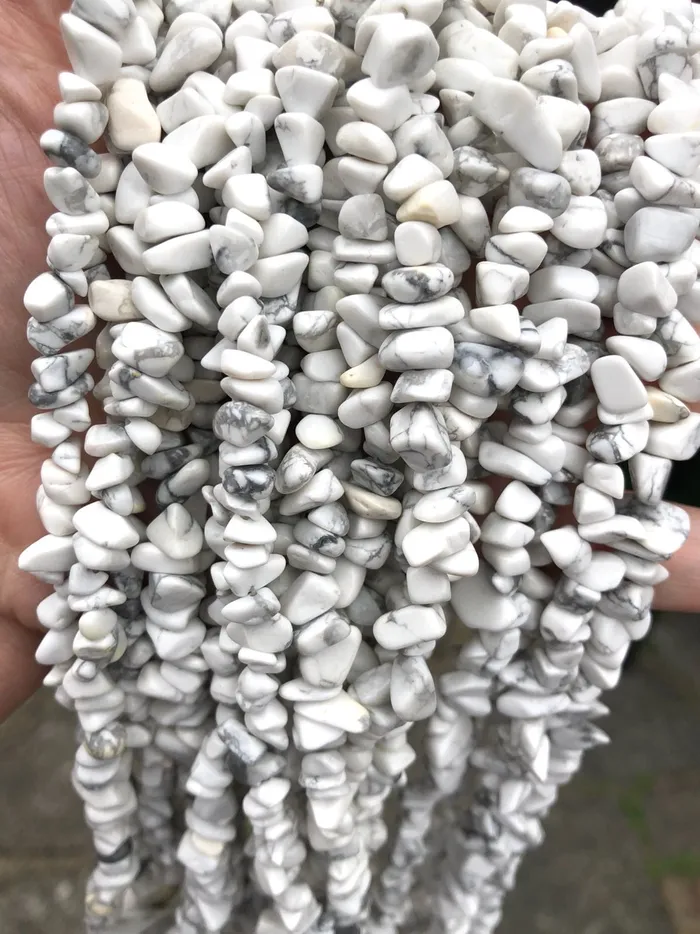 Peppy Beads Earrings 90 cm Strand Natural Freeform Howlite Chips Long strand 36 beads gemstone beads