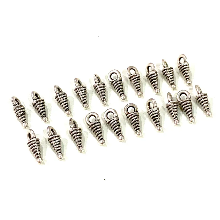 Peppy Beads Earrings Antique Silver Plated Tiny Drop Charms 20 pcs in a pack
