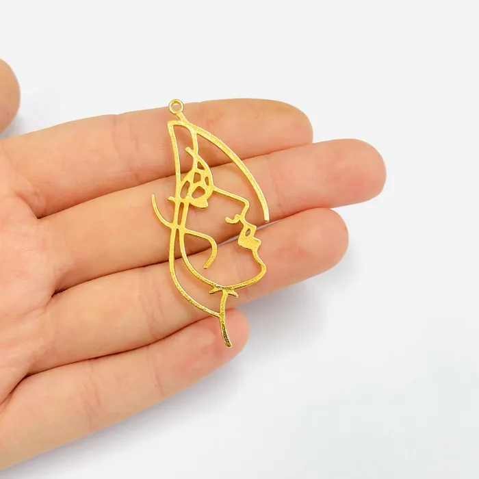 Peppy Beads Earrings Face Outline 24Kt Gold Plated Brass Charms Abstract Face Pendants 2 pcs in a pack Peppy Beads Earrings Face Outline 24Kt Gold Plated Brass Charms Abstract Face Pendants 2 pcs in a pack