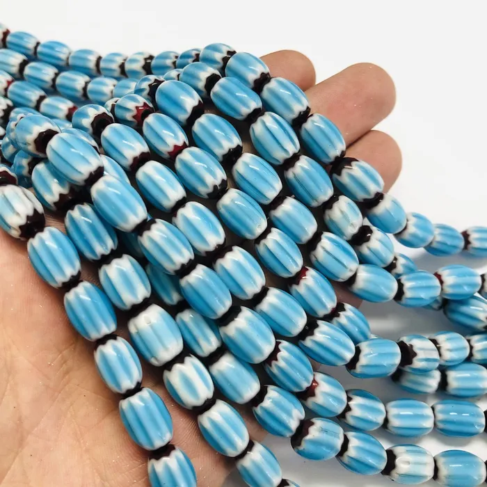 Peppy Beads Earrings Hand Made Indian Glass Beads 30 Beads Strand