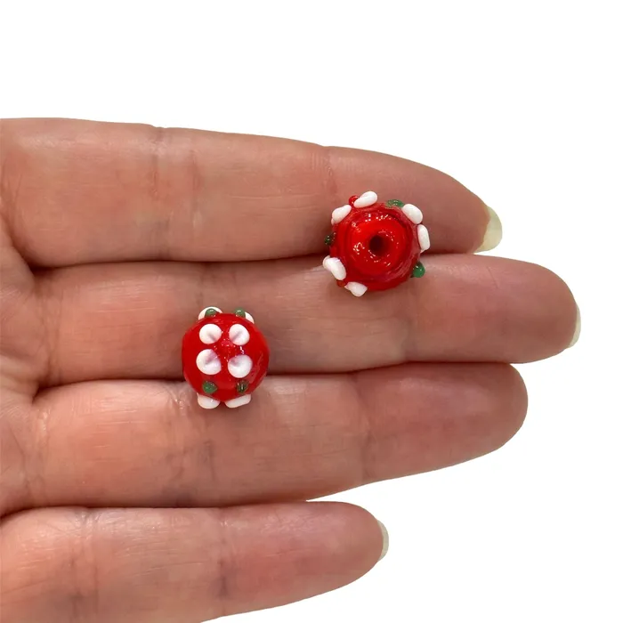 Peppy Beads Earrings Hand Made Red BloomBeads