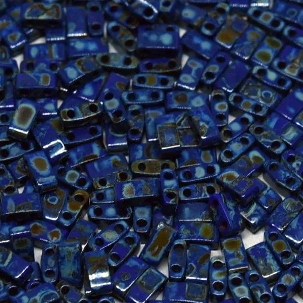 Peppy Beads Earrings Miyuki Half Tila Beads HTL4518 Picasso Opaque Cobalt 
