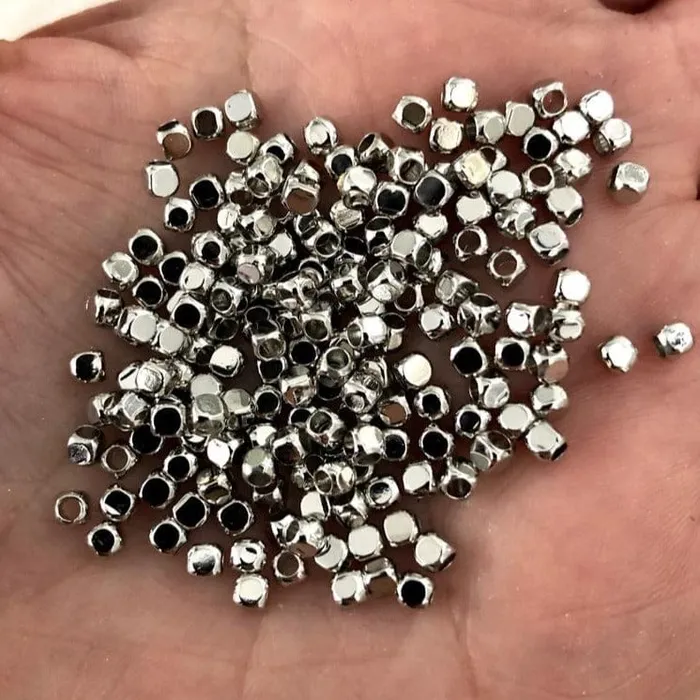 Peppy Beads Earrings Rhodium Plated 25mm Spacer Cubes 50 Pieces in a pack