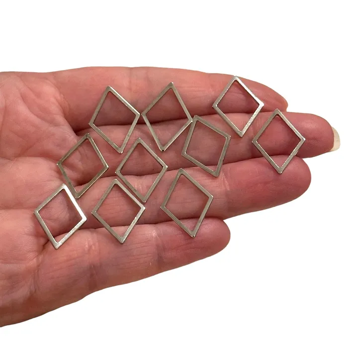 Peppy Beads Earrings Rhodium Plated 20x15mm Rhombus Charms Rhodium Rhombus Connector Charms 10 pcs in a pack Peppy Beads Earrings Rhodium Plated 20x15mm Rhombus Charms Rhodium Rhombus Connector Charms 10 pcs in a pack