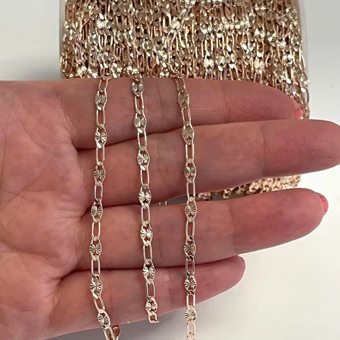 Peppy Beads Earrings Rose Gold Plated Brass Chain 7x25 mm Rose Gold Plated Chain Peppy Beads Earrings Rose Gold Plated Brass Chain 7x25 mm Rose Gold Plated Chain
