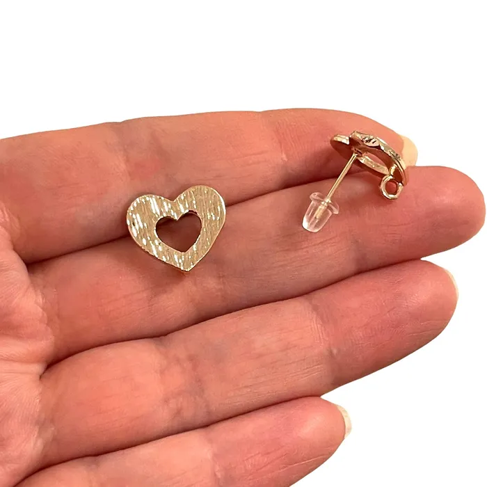 Peppy Beads Earrings Rose Gold Plated Brass Heart Stud Earrings 2 pcs in a pack