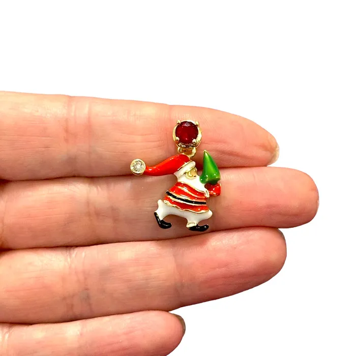 Peppy Beads Earrings Santa Charm Gold PlatedEnamelled CZ Micro Pave and Ruby CZ Gold Bail Peppy Beads Earrings Santa Charm Gold PlatedEnamelled CZ Micro Pave and Ruby CZ Gold Bail