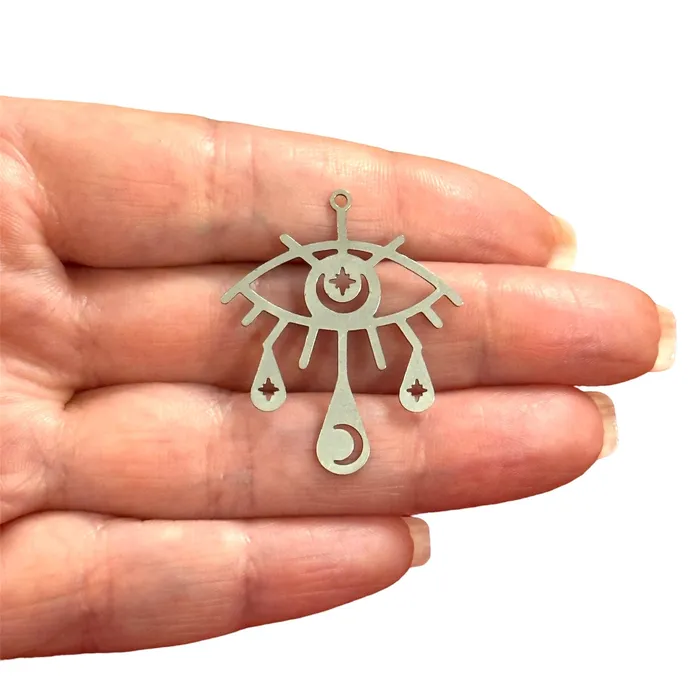 Peppy Beads Earrings Stainless Steel Eye Charm Laser Cut Eye Charm