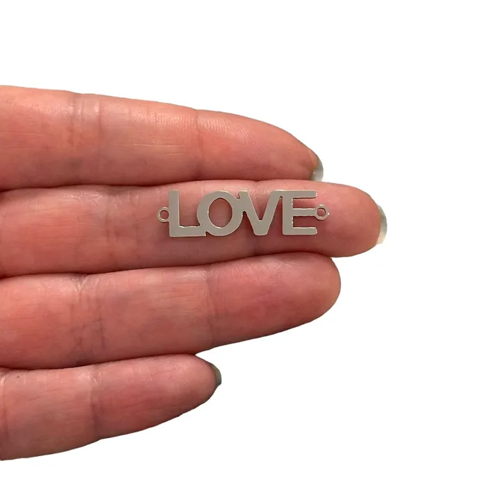 Peppy Beads Earrings Stainless Steel Love Connector Charm