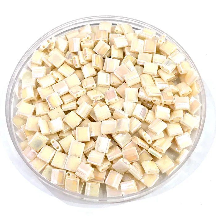 Peppy Beads Miyuki Tila Beads TL0486 Ivory Pearl Ceylon AB Earrings