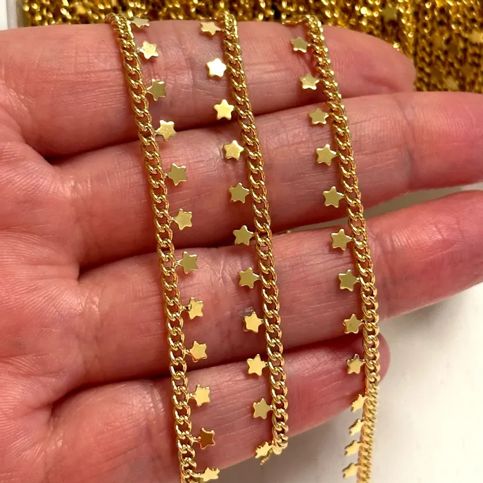 Peppy Beads Necklaces 24Kt Gold Plated 24mm Chain With 3mm Stars