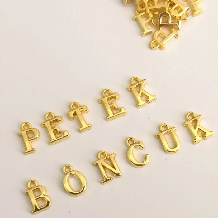 Peppy Beads Necklaces 24Kt Gold Plated Brass Initial Charms