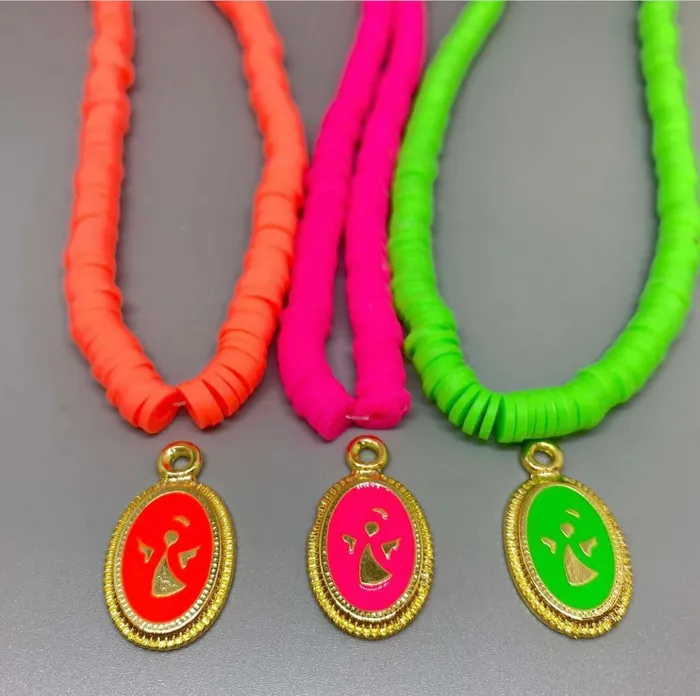 Peppy Beads Necklaces 24Kt Gold Plated Enamelled Angel Pendant Peppy Beads Necklaces 24Kt Gold Plated Enamelled Angel Pendant