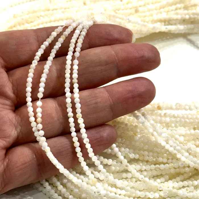 Peppy Beads Necklaces 2mm Mother of Pearl MOP Natural Shell Beads