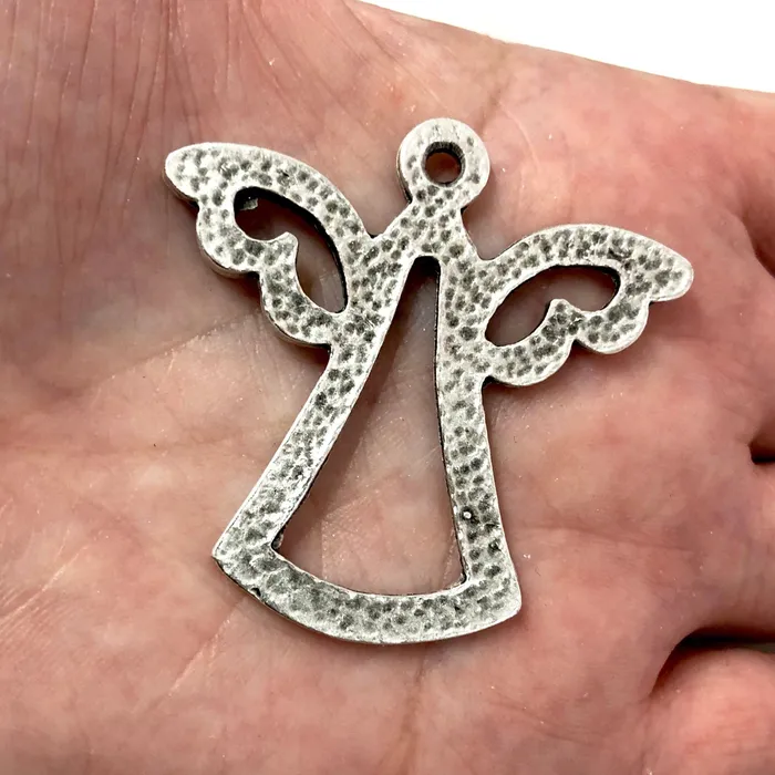 Peppy Beads Necklaces Antique Silver Plated Large Angel Pendant