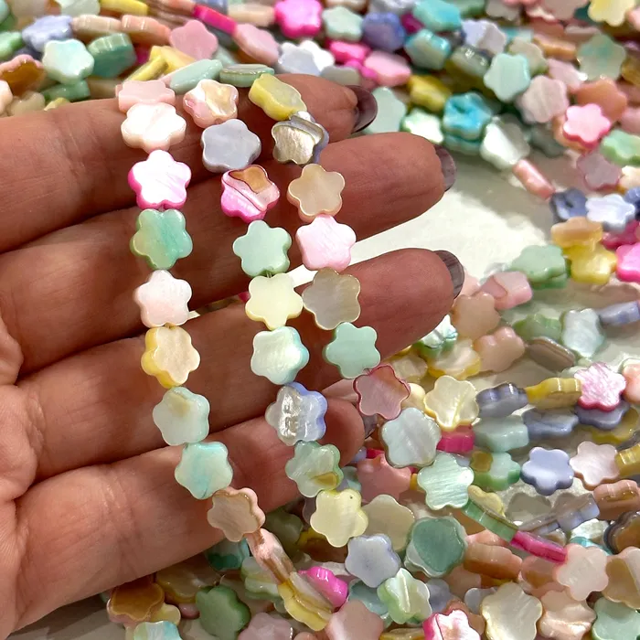 Peppy Beads Necklaces Mother Of Pearl Flower 8mm Beads Pastel Colored Flower 48 Beads Strand Peppy Beads Necklaces Mother Of Pearl Flower 8mm Beads Pastel Colored Flower 48 Beads Strand