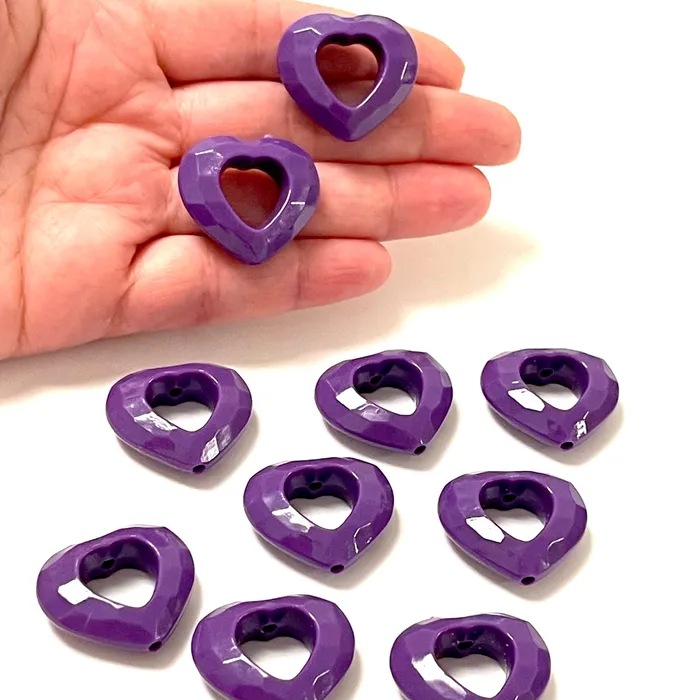 Peppy Beads Necklaces Purple Acrylic Heart Charms Acrylic Heart Beads 10 Pcs in a pack Peppy Beads Necklaces Purple Acrylic Heart Charms Acrylic Heart Beads 10 Pcs in a pack