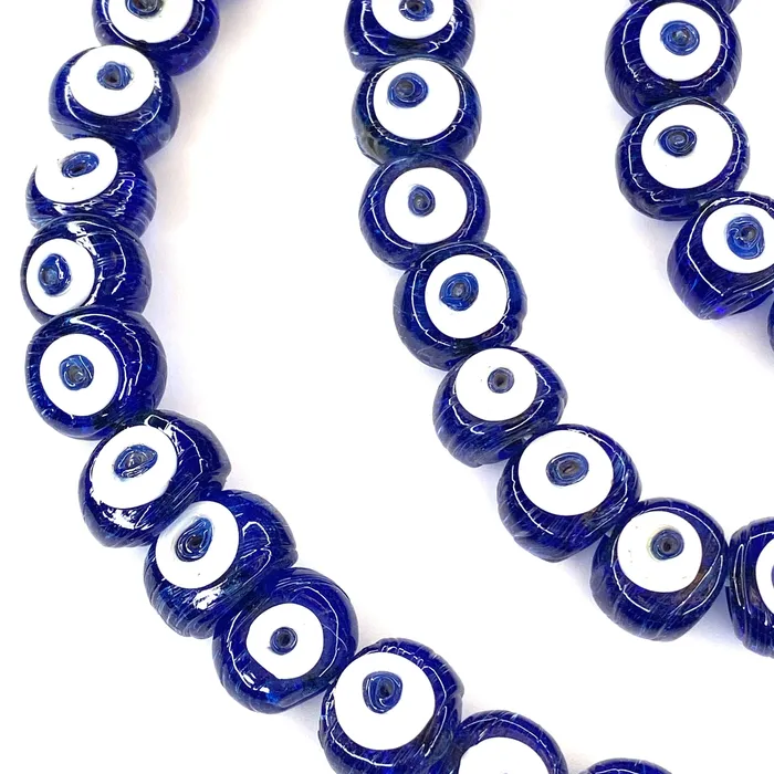 Peppy Beads Necklaces Traditional Turkish Artisan Handmade Glass Evil Eye Beads Large Hole Evil Eye Glass Beads 50 Beads per pack Peppy Beads Necklaces Traditional Turkish Artisan Handmade Glass Evil Eye Beads Large Hole Evil Eye Glass Beads 50 Beads per pack