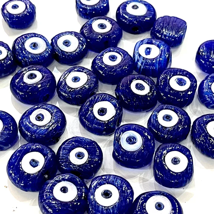 Peppy Beads Necklaces Traditional Turkish Artisan Handmade Glass Navy Evil Eye Beads Large Hole Evil Eye Glass Beads 10 Beads per pack Peppy Beads Necklaces Traditional Turkish Artisan Handmade Glass Navy Evil Eye Beads Large Hole Evil Eye Glass Beads 10 Beads per pack