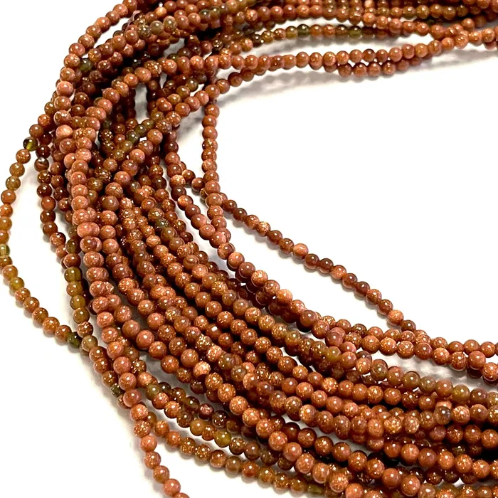 Peppy Beads Rings 3mm Gold Sandstone Smooth Round Gemstone Beads 129 Beads