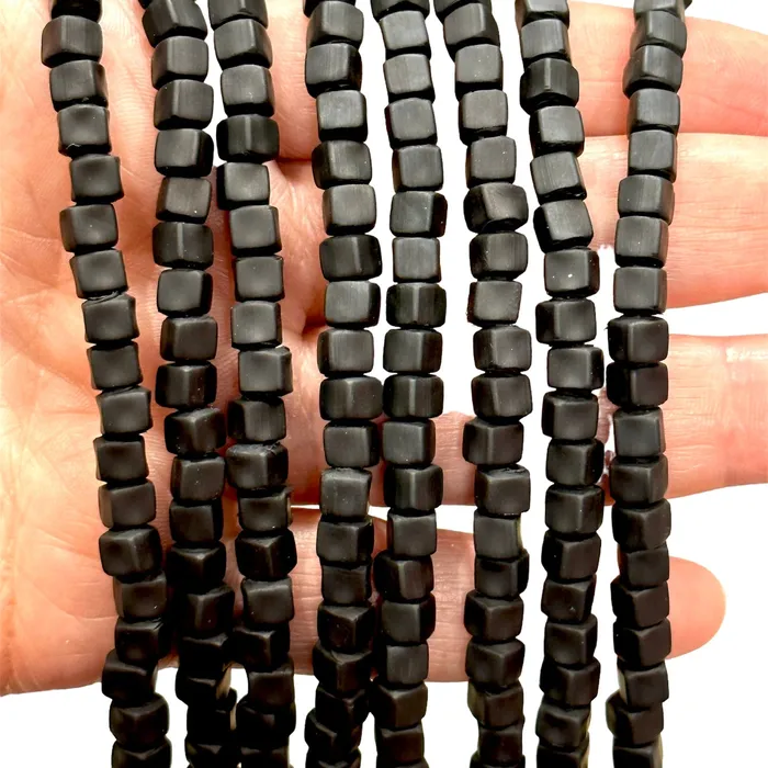 Peppy Beads Rings Black Polymer Clay Cube 4mm Beads 4mm Polymer Clay Spacers