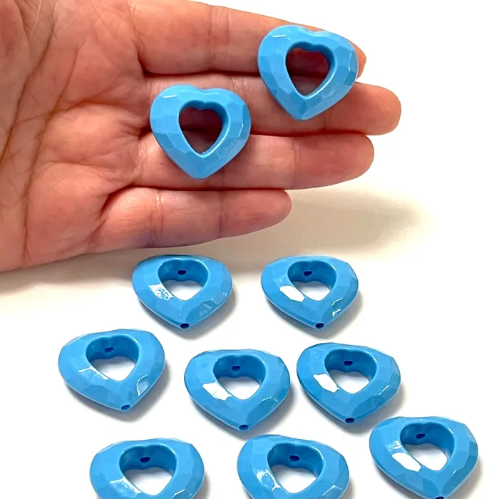Peppy Beads Rings Blue Acrylic Heart Charms Acrylic Heart Beads 10 Pcs in a pack Peppy Beads Rings Blue Acrylic Heart Charms Acrylic Heart Beads 10 Pcs in a pack