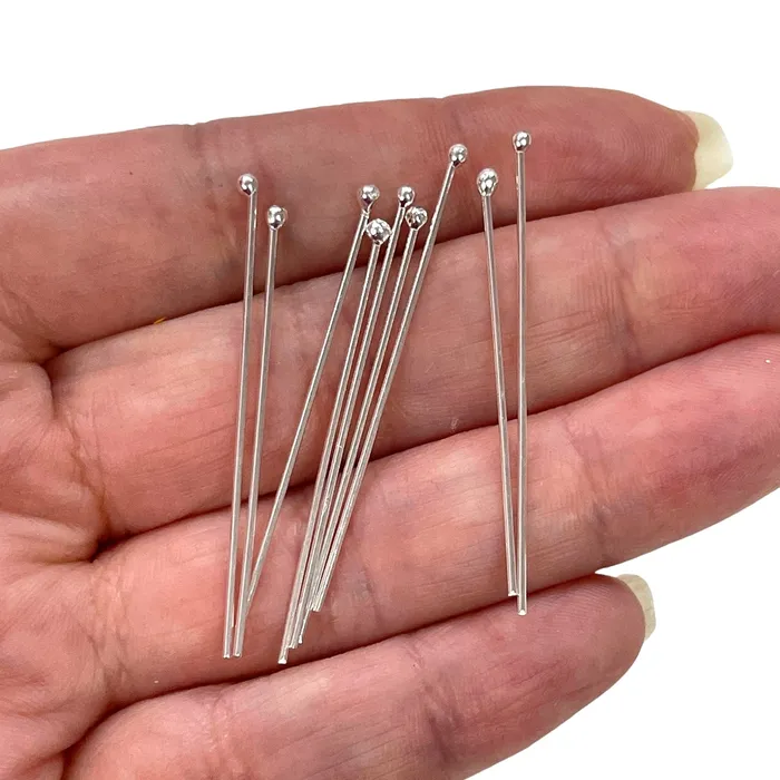 Peppy Beads Rings Sterling Silver Ball Point Head Pins 925 Sterling Silver Head Pins 40mmx04mm 10 pcs in a pack