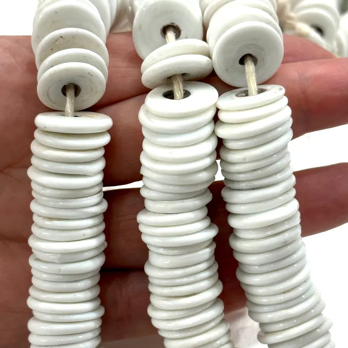 Peppy Beads Rings Turkish Artisan Hand Made White Glass Large Ring Beads 50 Beads in a pack