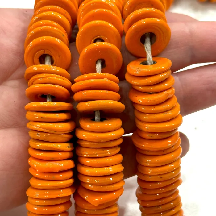 Peppy Beads Turkish Artisan Hand Made Orange Glass Large Ring Beads 50 Beads in a pack Rings