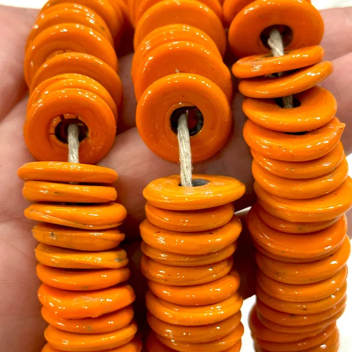 Peppy Beads Turkish Artisan Hand Made Orange Glass Large Ring Beads 50 Beads in a pack Rings Peppy Beads Turkish Artisan Hand Made Orange Glass Large Ring Beads 50 Beads in a pack Rings
