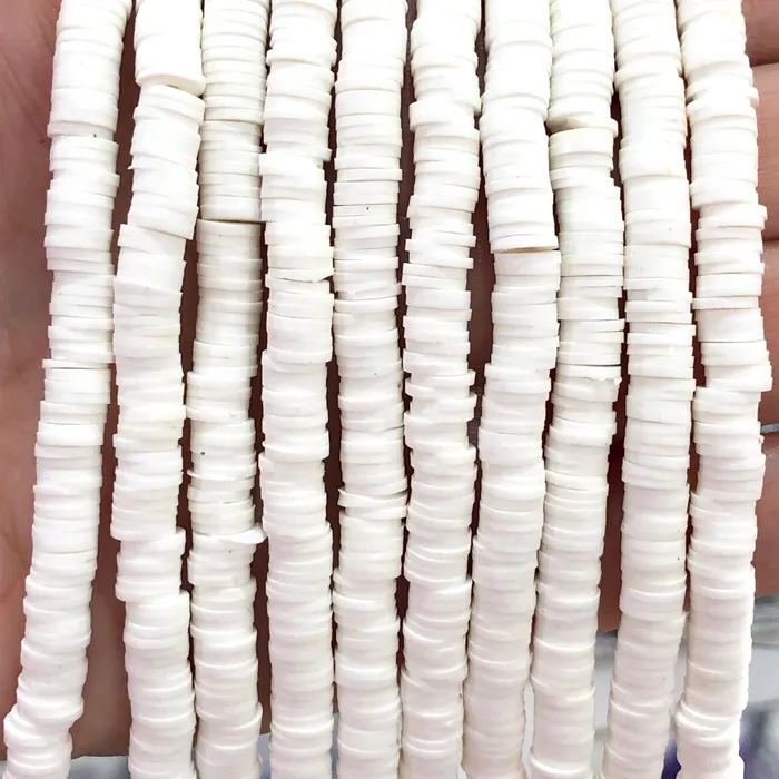 Peppy Beads White Heishi Beads Polymer clay 6x1MM Vinyl Beads Rings