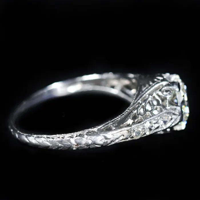Platinum 1911 Rings Art Deco Platinum 090 Carat Old European Cut Diamond Engagement Ring