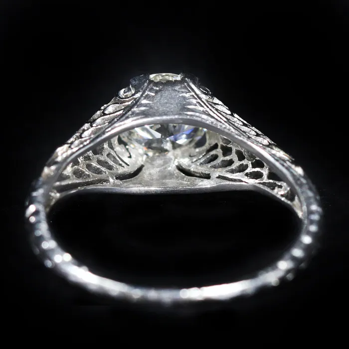 Platinum 1911 Rings Art Deco Platinum 090 Carat Old European Cut Diamond Engagement Ring