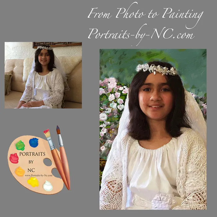 Portraits by NC Communion Portrait Child Portrait in Oil Earrings