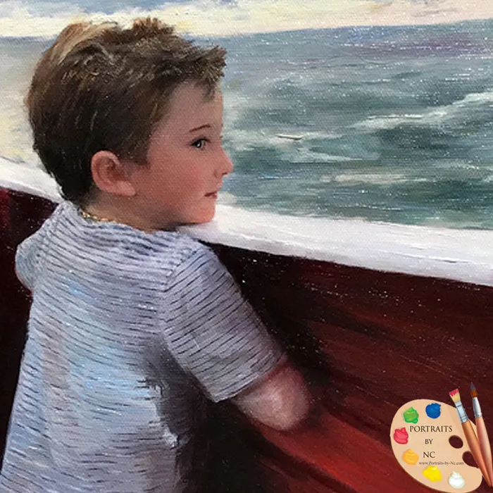 Portraits by NC Earrings Boy at Sea Oil Portrait